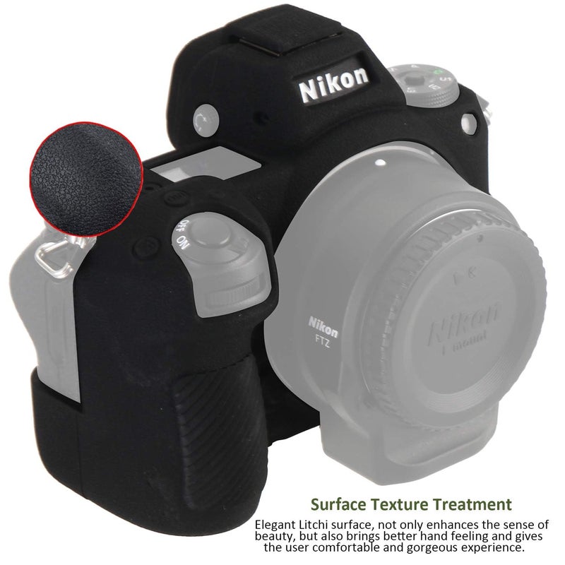 Easy Hood Camera Case Compatible with Nikon Z6 Z7 Z6 II Z7 II Digital Camera, Anti-Scratch Soft Silicone Rubber Housing Case Shell Protective Camera Cover Skin Protector (Black) - Image 4